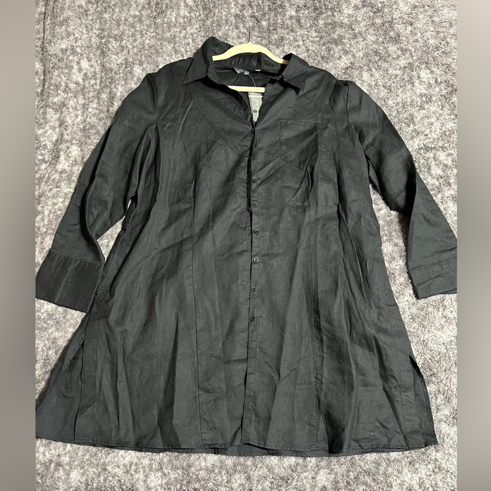 Black Button-Up Shirt Dress